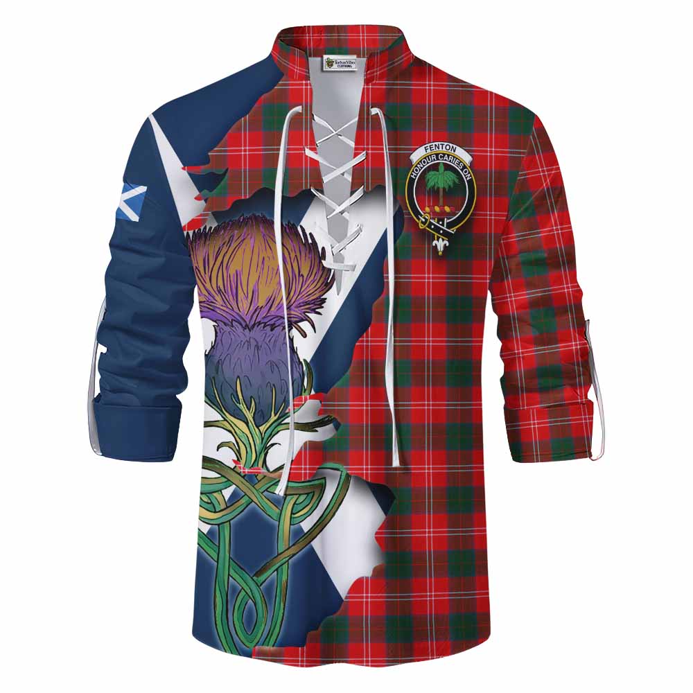 Tartan Vibes Clothing Fenton Tartan Family Crest Ghillie Kilt Shirt Scottish Thistle Celtic Inspired