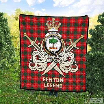 Fenton Tartan Quilt with Clan Crest and the Golden Sword of Courageous Legacy
