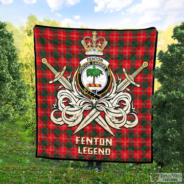Fenton Tartan Quilt with Clan Crest and the Golden Sword of Courageous Legacy Super King Quilt 91" x 110" - Tartan Vibes Clothing