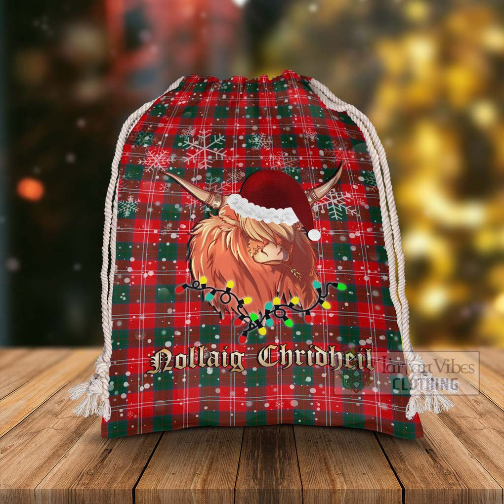 Fenton Tartan Christmas Santa's Bag with Twinkle Highland Cattle - Tartan Vibes Clothing