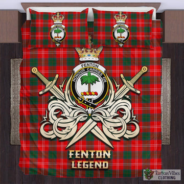 Fenton Tartan Bedding Set with Clan Crest and the Golden Sword of Courageous Legacy