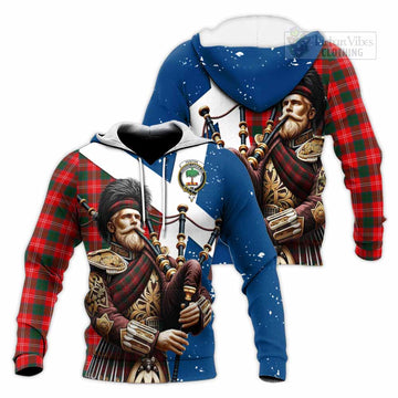 Fenton Tartan Knitted Hoodie with Family Crest Scottish Bagpiper Vibes Unisex Knitted Pullover Hoodie - Tartan Vibes Clothing