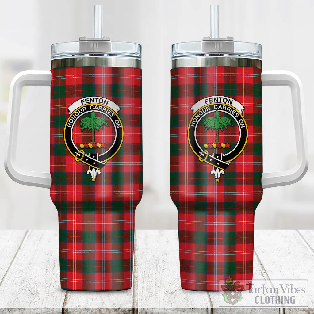 Fenton Tartan Tumbler with Handle with Family Crest One Size 40 OZ - Tartan Vibes Clothing