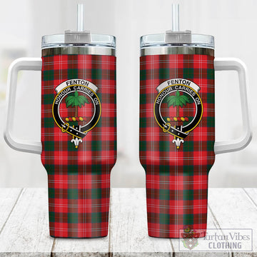 Fenton Tartan Tumbler with Handle with Family Crest One Size 40 OZ - Tartan Vibes Clothing