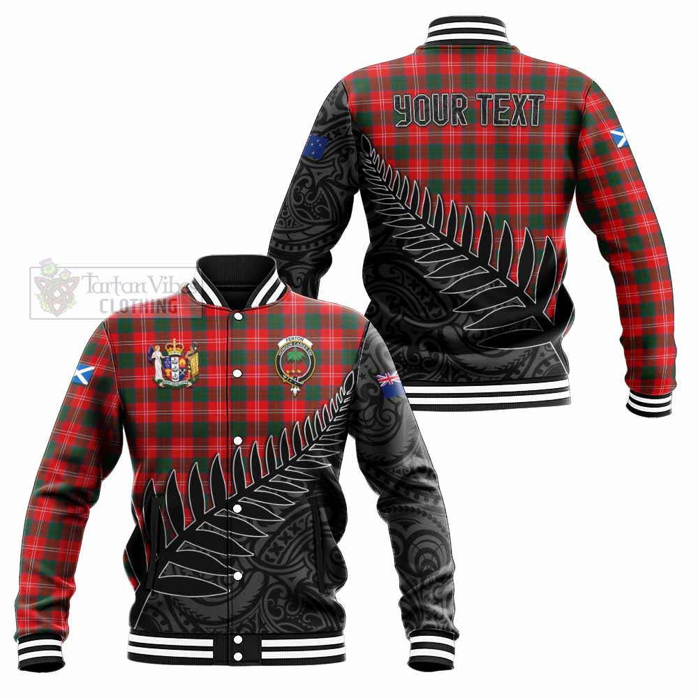 Fenton Crest Tartan Baseball Jacket with New Zealand Silver Fern Half Style Unisex - Tartan Vibes Clothing