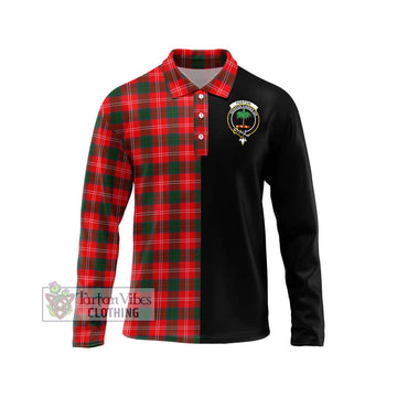 Fenton Tartan Long Sleeve Polo Shirt with Family Crest and Half Of Me Style Unisex - Tartanvibesclothing Shop