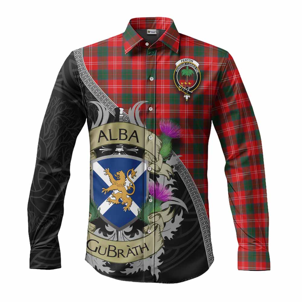 Fenton Tartan Family Crest Long Sleeve Button Shirt Lion Rampant Royal Thistle Shield Celtic Inspired Men's Shirt S - Tartan Vibes Clothing