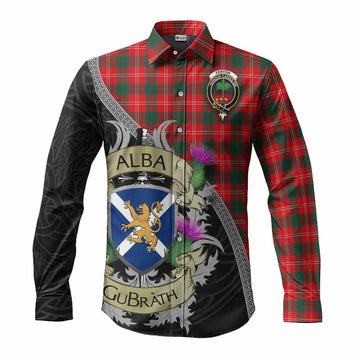 Fenton Tartan Family Crest Long Sleeve Button Shirt Lion Rampant Royal Thistle Shield Celtic Inspired Men's Shirt S - Tartan Vibes Clothing