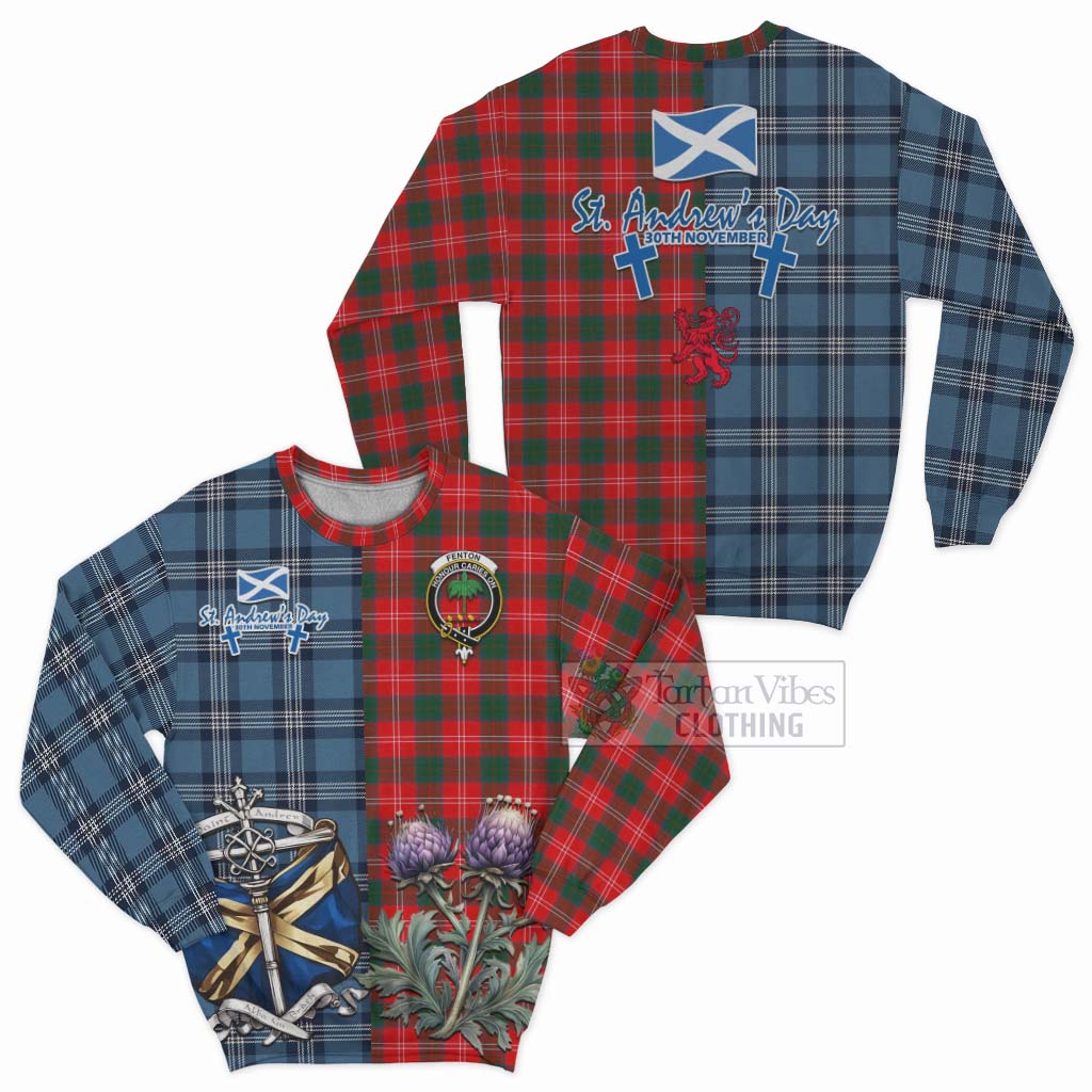 Fenton Tartan Sweatshirt Happy St. Andrew's Day Half Tartan Style Unisex - Tartan Vibes Clothing