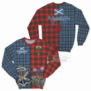 Fenton Tartan Sweatshirt Happy St. Andrew's Day Half Tartan Style Unisex - Tartan Vibes Clothing
