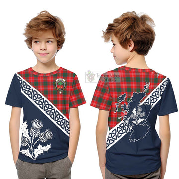 Fenton Tartan Kid T-Shirt Featuring Thistle and Scotland Map Youth XL Size14 - Tartan Vibes Clothing