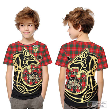 Fenton Tartan Kid T-Shirt with Family Crest Celtic Wolf Style Youth XL Size14 - Tartan Vibes Clothing