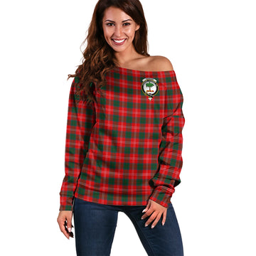 Fenton Tartan Off Shoulder Women Sweater with Family Crest Women - Tartan Vibes Clothing