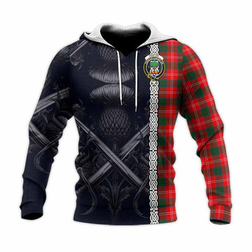 Fenton Tartan Knitted Hoodie with Family Crest Cross Sword Thistle Celtic Vibes Unisex Knitted Pullover Hoodie - Tartan Vibes Clothing