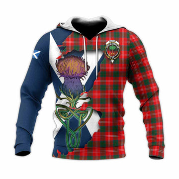 Tartan Vibes Clothing Fenton Tartan Family Crest Knitted Hoodie Scottish Thistle Celtic Inspired