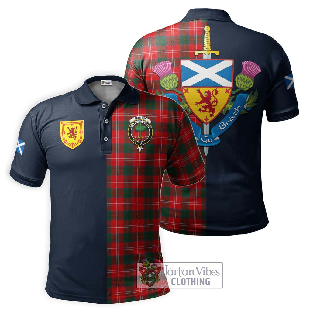 Fenton Tartan Polo Shirt Alba with Scottish Lion Royal Arm Half Style Kid - Tartan Vibes Clothing