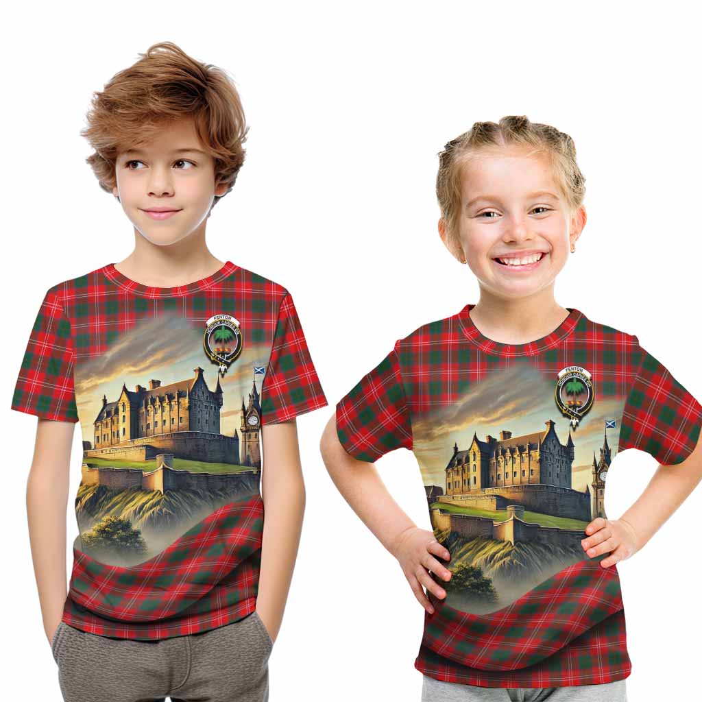 Fenton Tartan Family Crest Kid T-Shirt with Scottish Ancient Castle Style Youth XL Size14 - Tartan Vibes Clothing