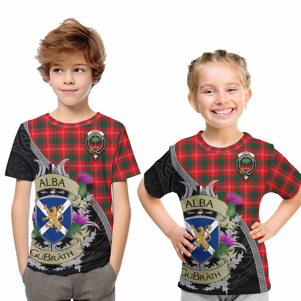 Fenton Tartan Family Crest Kid T-Shirt Lion Rampant Royal Thistle Shield Celtic Inspired Youth XL Size14 - Tartan Vibes Clothing