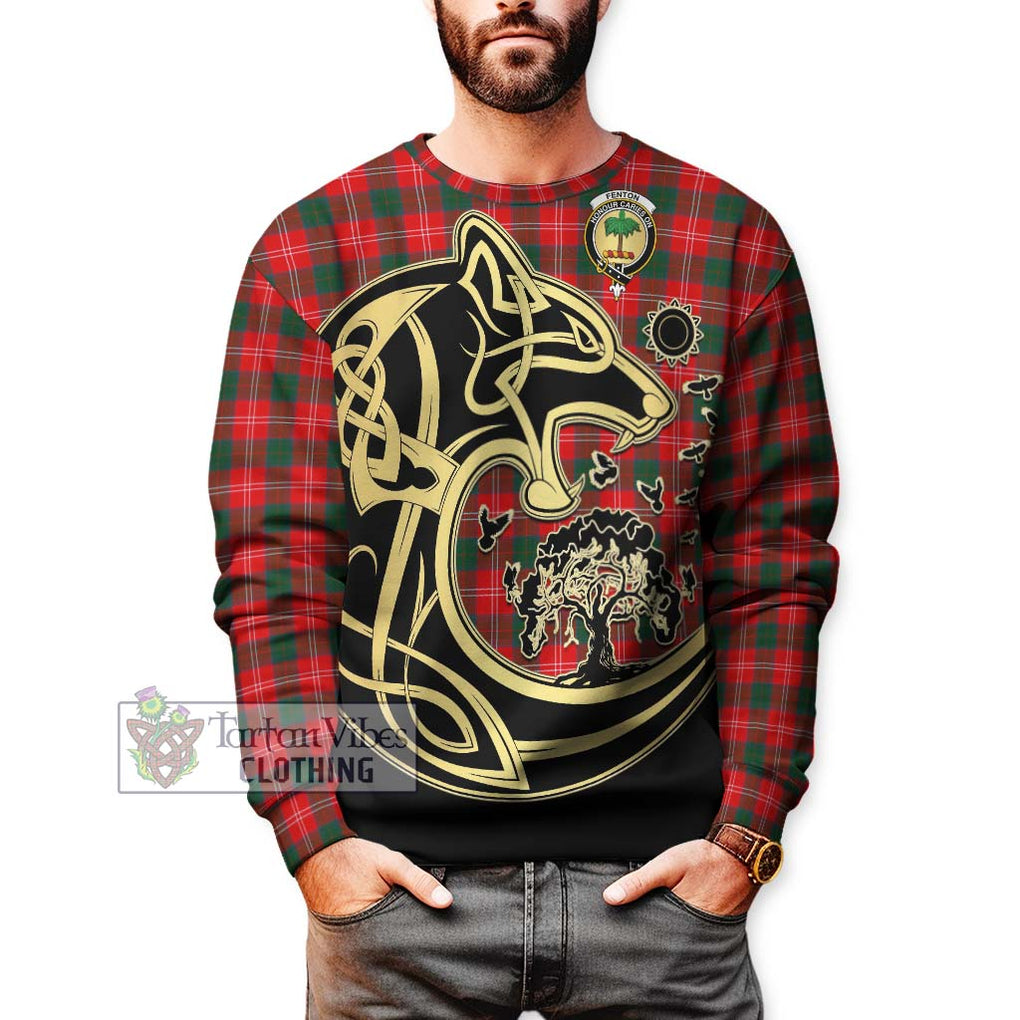 Fenton Tartan Sweatshirt with Family Crest Celtic Wolf Style Unisex - Tartan Vibes Clothing