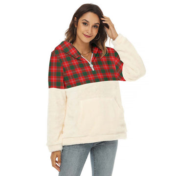 Fenton Tartan Half Style Women's Borg Fleece Hoodie with Half Zip Female - Tartan Vibes Clothing