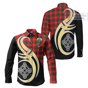 Fenton Tartan Long Sleeve Button Shirt with Family Crest and Celtic Symbol Style Men's Shirt S - Tartan Vibes Clothing