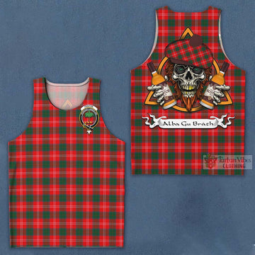 Fenton Tartan Men's Tank Top with Family Crest and Bearded Skull Holding Bottles of Whiskey Men - Tartan Vibes Clothing