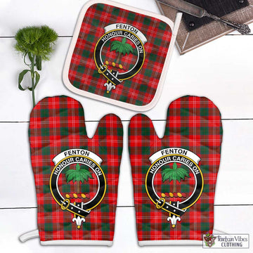 Fenton Tartan Combo Oven Mitt & Pot-Holder with Family Crest Combo 2 Oven Mitt & 1 Pot-Holder Black - Tartan Vibes Clothing
