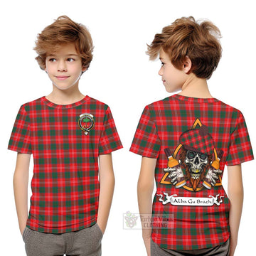Fenton Tartan Kid T-Shirt with Family Crest and Bearded Skull Holding Bottles of Whiskey Youth XL Size14 - Tartan Vibes Clothing