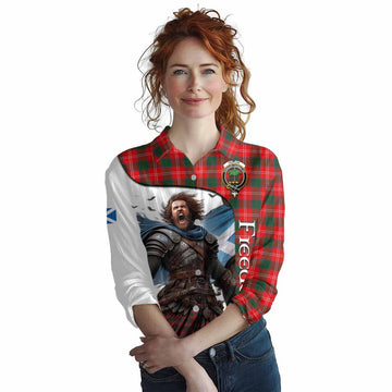 Tartan Vibes Clothing Fenton Crest Tartan Women's Casual Shirt Inspired by the Freedom of Scottish Warrior