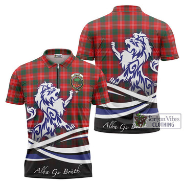 Fenton Tartan Zipper Polo Shirt with Alba Gu Brath Regal Lion Emblem Unisex - Tartan Vibes Clothing