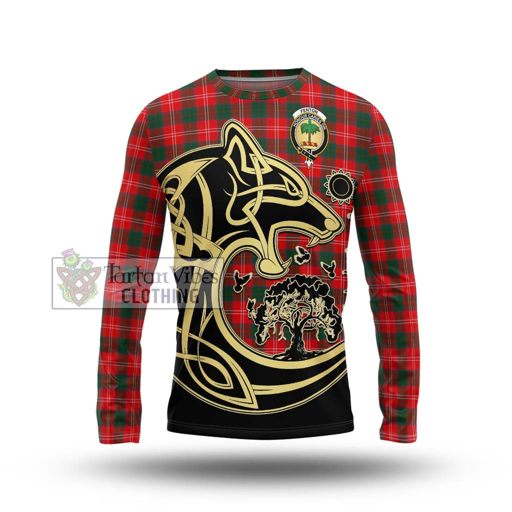 Fenton Tartan Long Sleeve T-Shirt with Family Crest Celtic Wolf Style Unisex - Tartan Vibes Clothing
