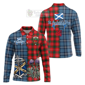 Fenton Tartan Long Sleeve Polo Shirt Happy St. Andrew's Day Half Tartan Style Unisex - Tartan Vibes Clothing