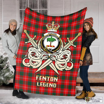 Fenton Tartan Blanket with Clan Crest and the Golden Sword of Courageous Legacy