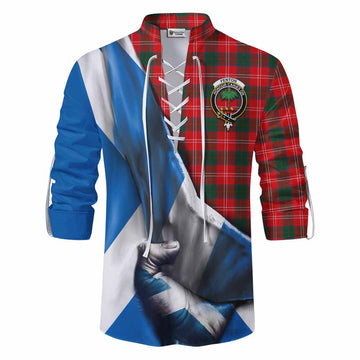 Fenton Tartan Ghillie Kilt Shirt with Family Crest Scotland Patriotic Style Men - Tartan Vibes Clothing
