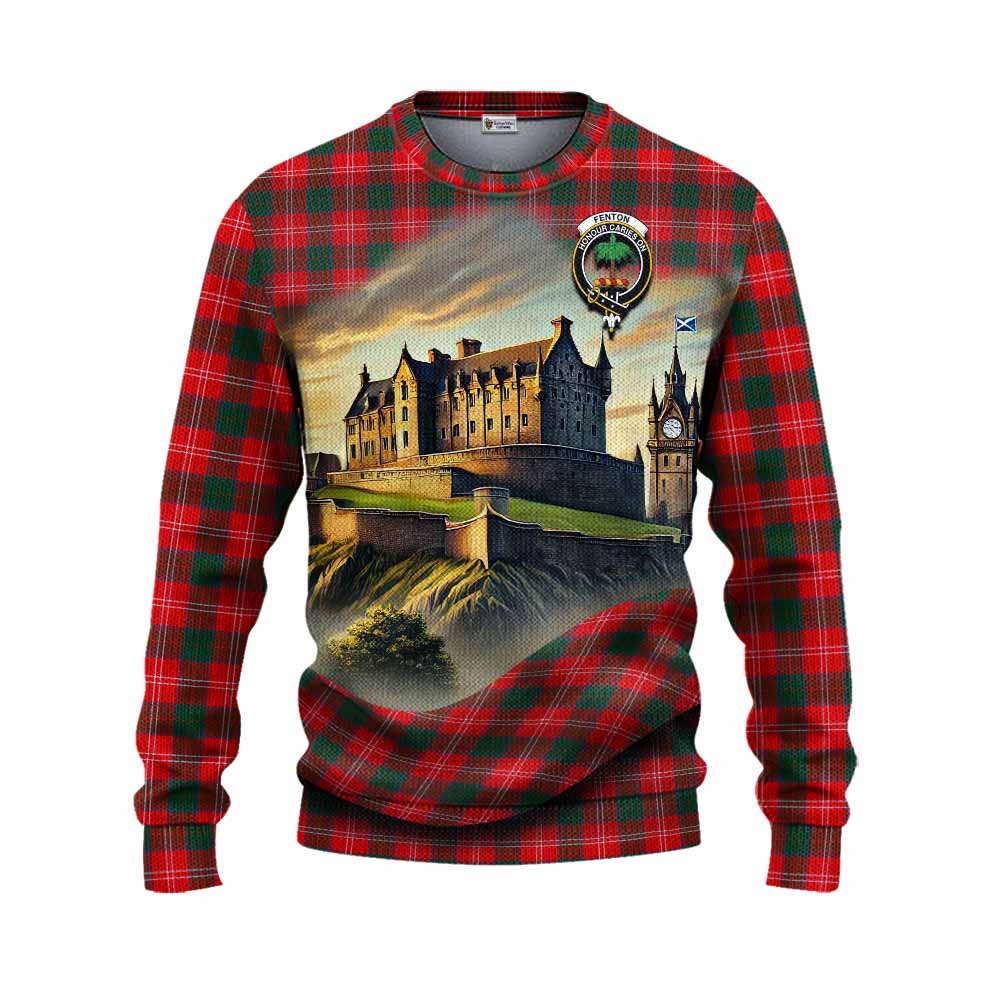 Fenton Tartan Family Crest Knitted Sweater with Scottish Ancient Castle Style Unisex - Tartan Vibes Clothing