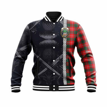 Fenton Tartan Baseball Jacket with Family Crest Cross Sword Thistle Celtic Vibes Unisex - Tartan Vibes Clothing