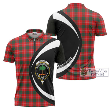 Fenton Tartan Zipper Polo Shirt with Family Crest Circle Style Unisex - Tartan Vibes Clothing