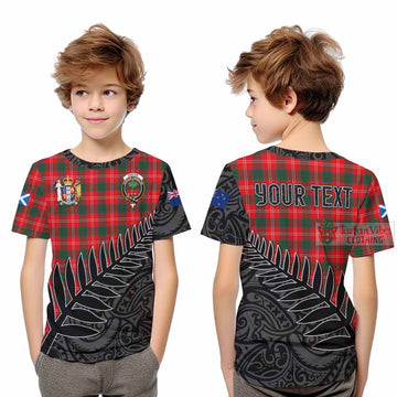 Tartan Vibes Clothing Fenton Crest Tartan Kid T-Shirt with New Zealand Silver Fern Half Style