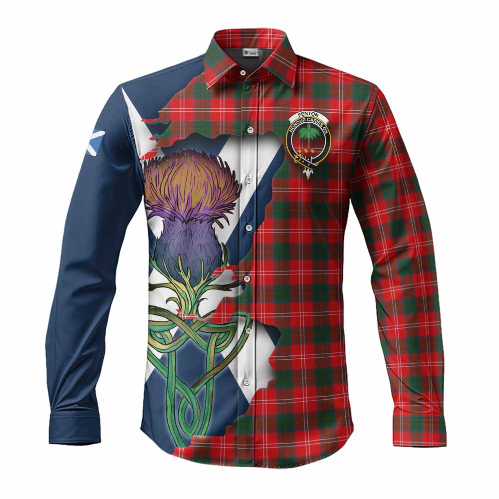Tartan Vibes Clothing Fenton Tartan Family Crest Long Sleeve Button Shirt Scottish Thistle Celtic Inspired