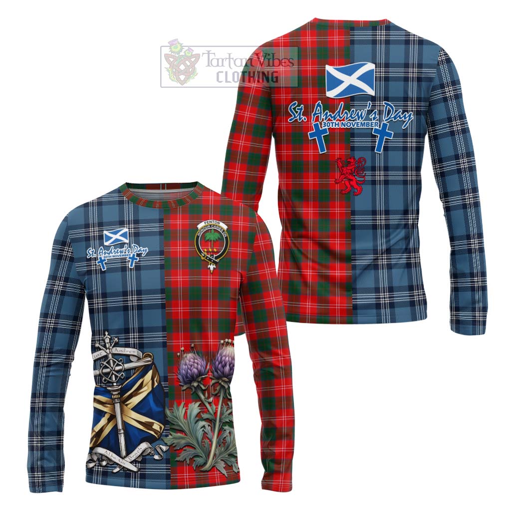 Fenton Tartan Long Sleeve T-Shirt Happy St. Andrew's Day Half Tartan Style Unisex - Tartan Vibes Clothing