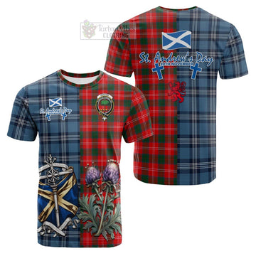 Tartan Vibes Clothing Fenton Tartan Cotton T-shirt Happy St. Andrew's Day Half Tartan Style