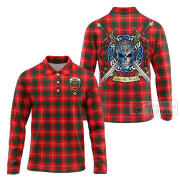 Fenton Tartan Long Sleeve Polo Shirt with Family Crest Celtic Skull Style Unisex - Tartan Vibes Clothing