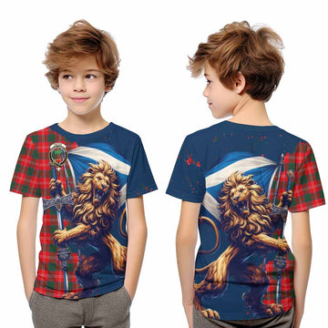 Fenton Tartan Family Crest Kid T-Shirt with Scottish Majestic Lion Youth XL Size14 - Tartan Vibes Clothing