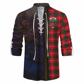 Fenton Tartan Family Crest Ghillie Kilt Shirt Alba Gu Brath Be Brave Lion Ancient Style Men - Tartan Vibes Clothing