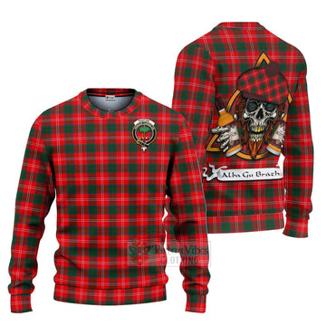 Fenton Tartan Ugly Sweater with Family Crest and Bearded Skull Holding Bottles of Whiskey Unisex - Tartan Vibes Clothing
