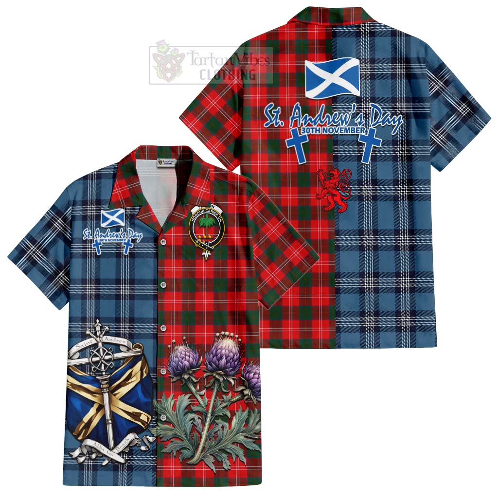 Fenton Tartan Hawaiian Shirt Happy St. Andrew's Day Half Tartan Style Kid - Tartan Vibes Clothing