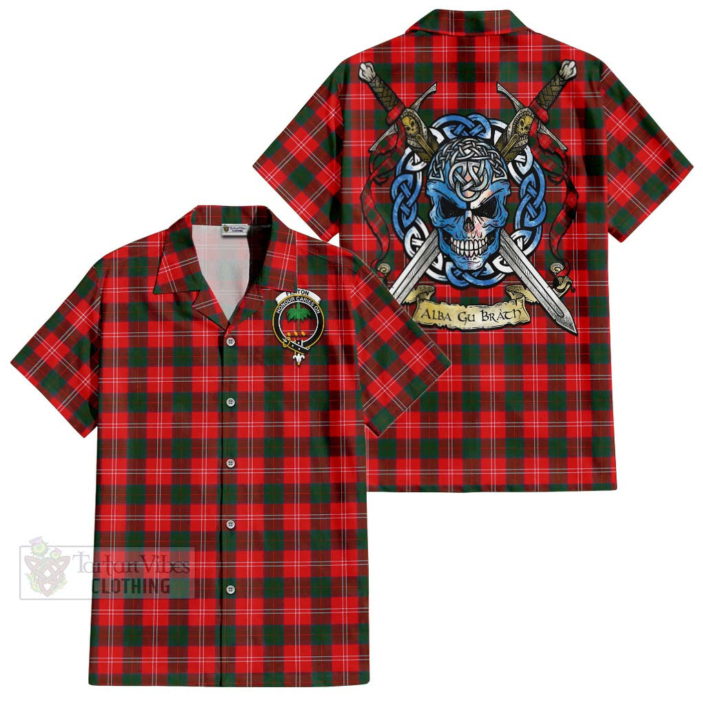 Fenton Tartan Hawaiian Shirt with Family Crest Celtic Skull Style Kid - Tartan Vibes Clothing