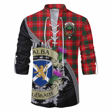 Fenton Tartan Family Crest Ghillie Kilt Shirt Lion Rampant Royal Thistle Shield Celtic Inspired Men - Tartan Vibes Clothing