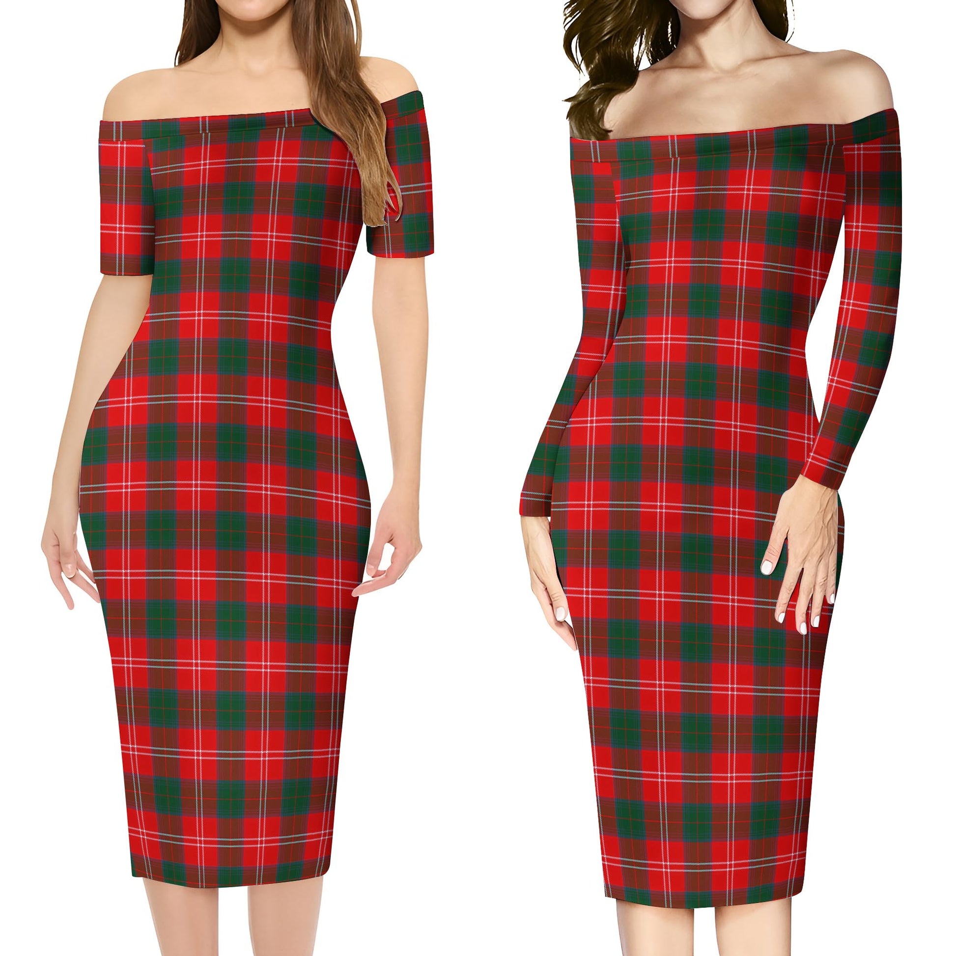 Fenton Tartan Off Shoulder Lady Dress Women's Dress - Tartan Vibes Clothing
