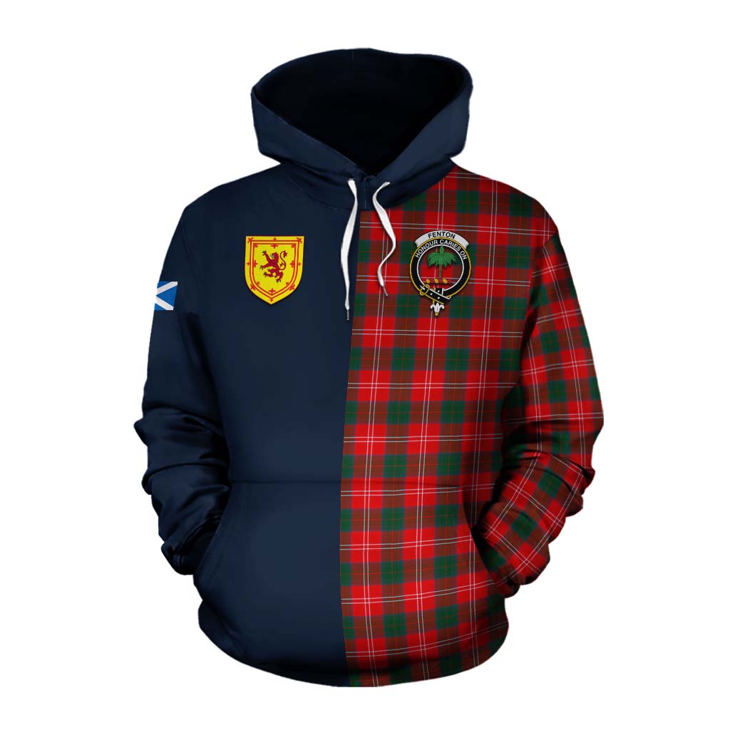 Fenton Tartan Cotton Hoodie Alba with Scottish Lion Royal Arm Half Style Pullover Hoodie XS - Tartan Vibes Clothing